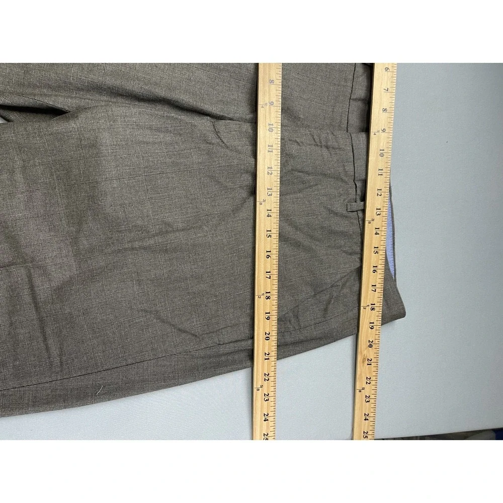 Banana Republic Men's 36/32‎ Straight Fit Plaid Dress Pants 100% Cotton Brown